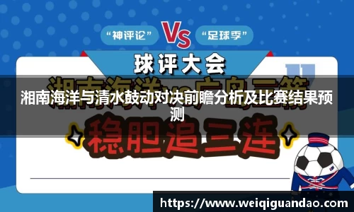 湘南海洋与清水鼓动对决前瞻分析及比赛结果预测